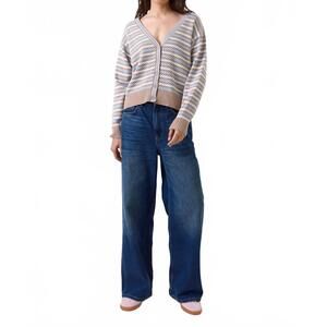 NEW WISPR pamilla stripe cardigan in light brown